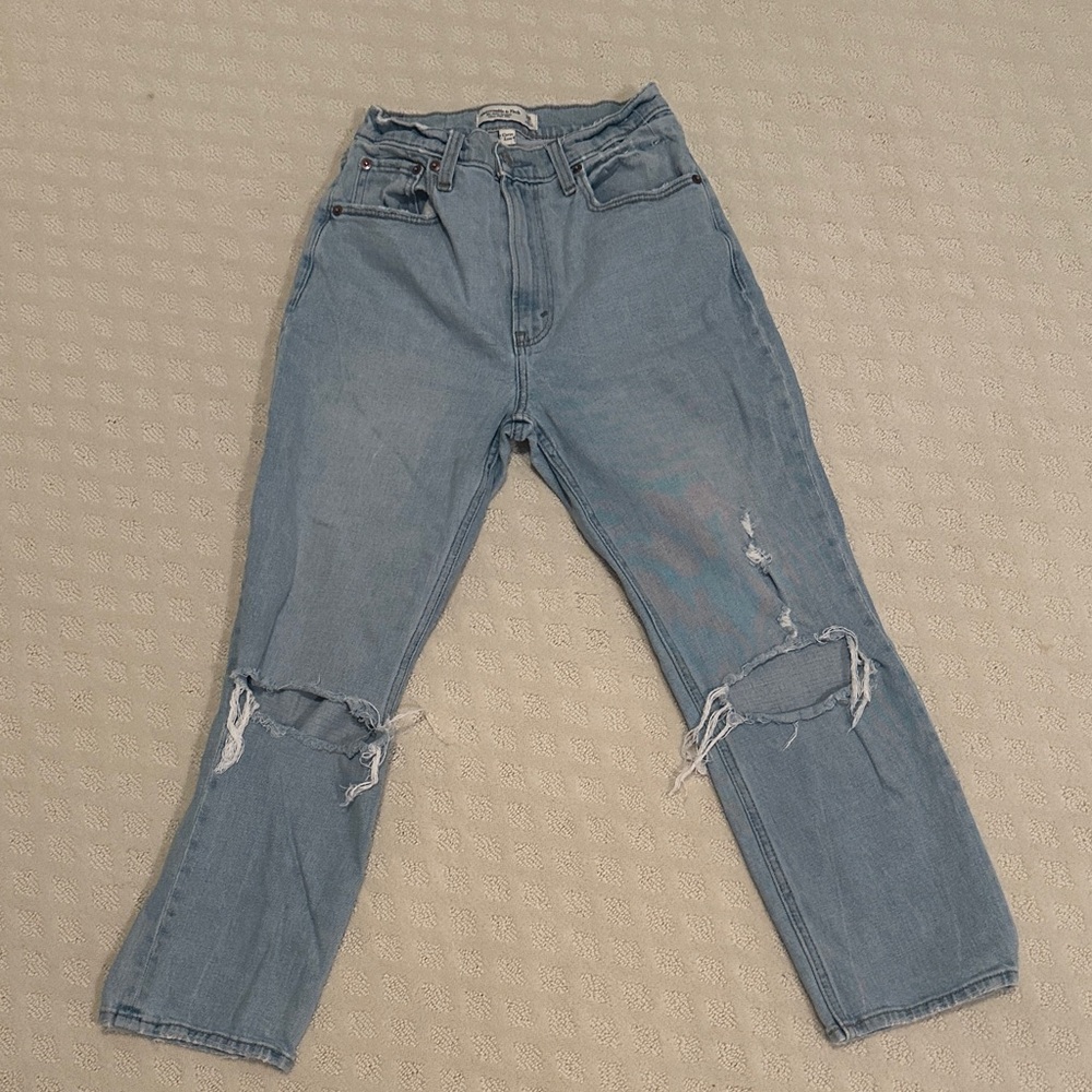 Abercrombie & Fitch Light Blue Ripped Boyfriend Jeans